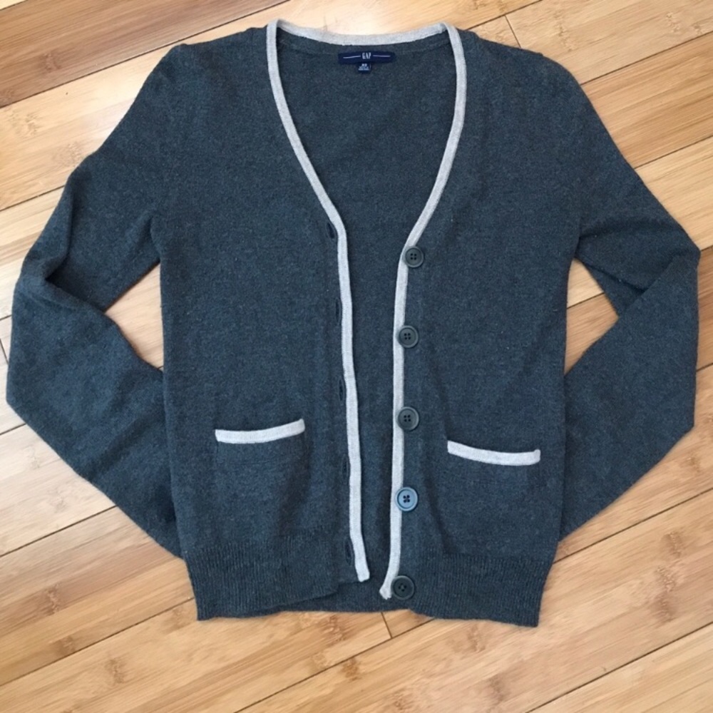 GAP Cashmere Cotton Charcoal Cardigan XS